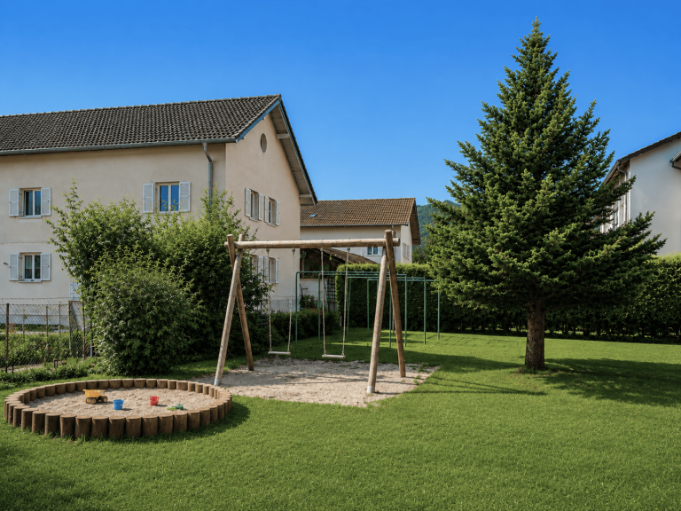 Gartenanlage mit Spielplatz